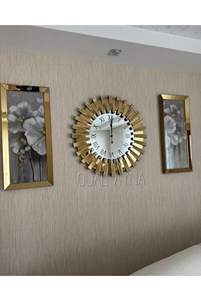 QUAL 65 cm GOLD PİYANO SAAT ve 30x70 cm TABLO SET