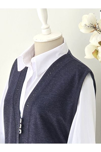 ENDAMIM Large Size Patterned Sleeveless Mother's Vest