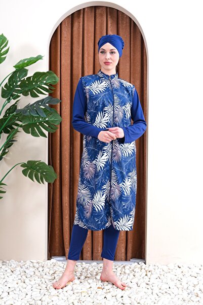 SEBOTEKS Digital Printed Long Gilet Model Tights Closed Hijab Swimsuit 5688
