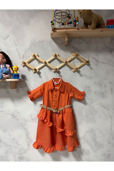 FESSHERA Rochie cu guler cămașă cu curea cu volane pentru fete – Design elegant și confortabil