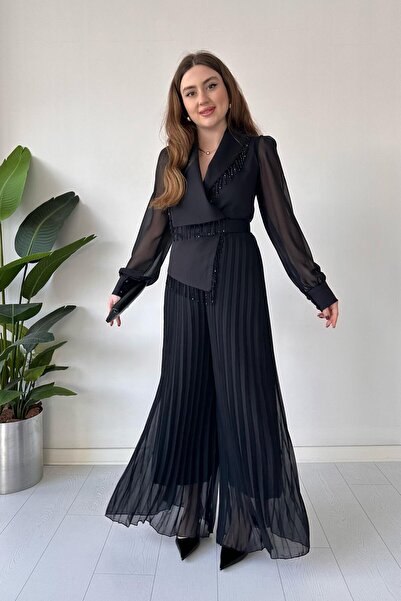 MaziButik فستان شلال أسود ماكسي