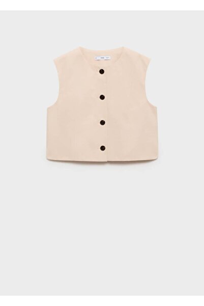 MANGO Woman Crop Cotton Blouse with Buttons