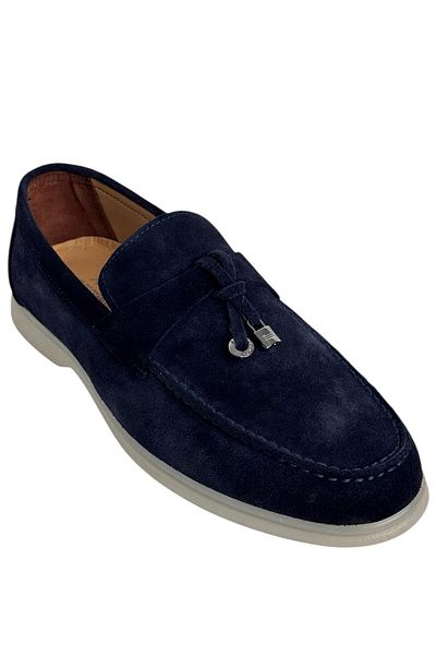 Greyybull Shoes Тъмносини мъжки ежедневни велурени обувки, мокасини Rok