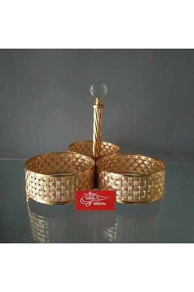 HİLALKRİSTAL Χρυσό-Καθρέφτης- 3 Τεμάχια Μπολ Σνακ-Μπολ - Παρουσίαση