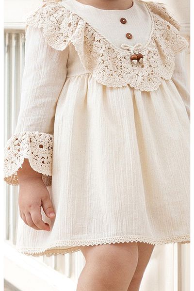 Baby Animals Baby Girl Dress Girls Kids Dress Birthday Party Wedding Linen Long Sleeve Lined Dress