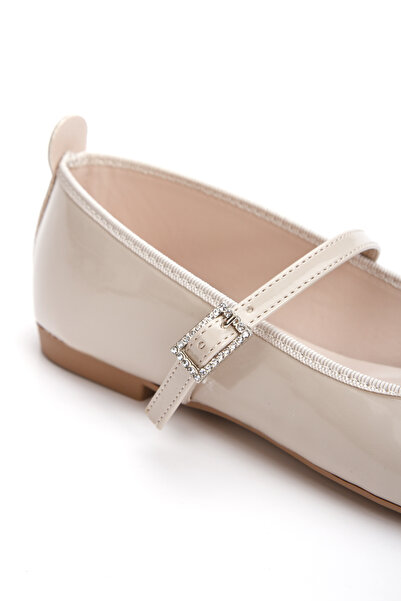 Mitto Women's Leather Patent Leather Lightweight Daily Belted Comfortable Ballerinas