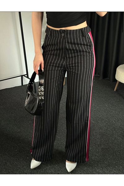 Bak'ap High Waist Pleated Striped Plazzo Fabric Pants