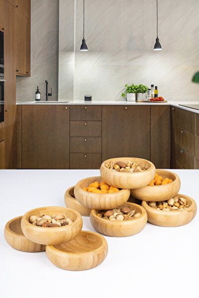 naturelove Bambu Yuvarlak 10 Adet Kase Çerezlik 10 Cm Çap