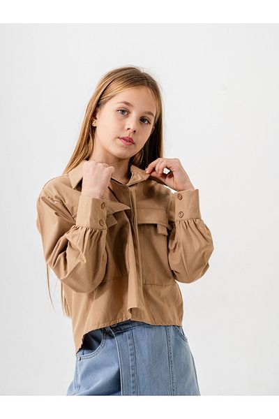 GİYİCEM TEKSTİL Момичешка риза със скрита ролка 3161