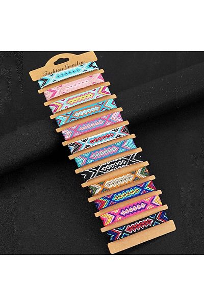 Choice 12pcs 12pcs Bohemia Nepal Woven Friendship Bracelets Adjustable String Friendship Bracelets With A S