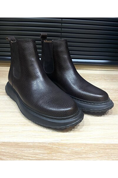 Terziayhan Καφέ δερμάτινες μπότες χωρίς κορδόνια