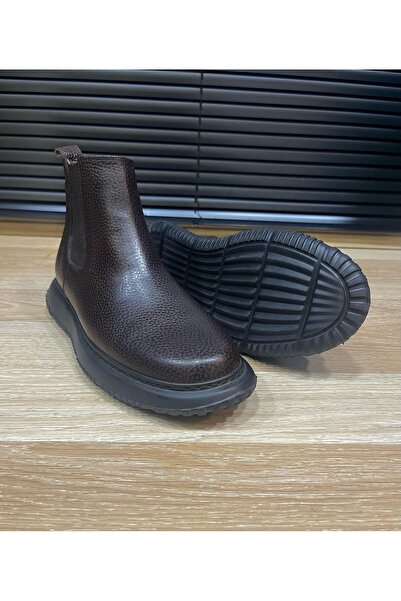 Terziayhan Καφέ δερμάτινες μπότες χωρίς κορδόνια