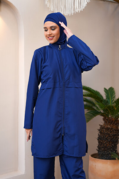 SEBOTEKS Parachute Fabric Full Length Zippered Fully Covered Plus Size Hijab Swimsuit 3820