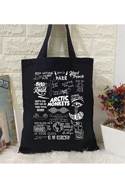 Cemira Arctic Monkeys Siyah Kanvas Tote Bag Bez Çanta