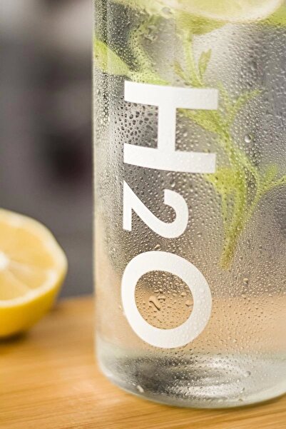 HAUSPEC H2O Borosilicate Glass Flask Vacuum Lid Water Bottle Water Bottle White 1000 ml