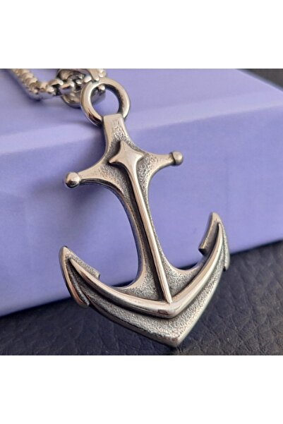 voyageaccessory قلادة رجالية من الفولاذ المقاوم للصدأ باللون الفضي القديم بمر...