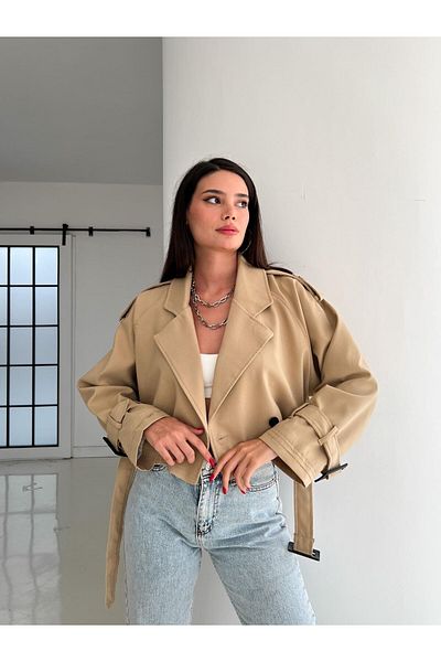 Lady Pixie Trenci scurt detaliat cu centură de damă