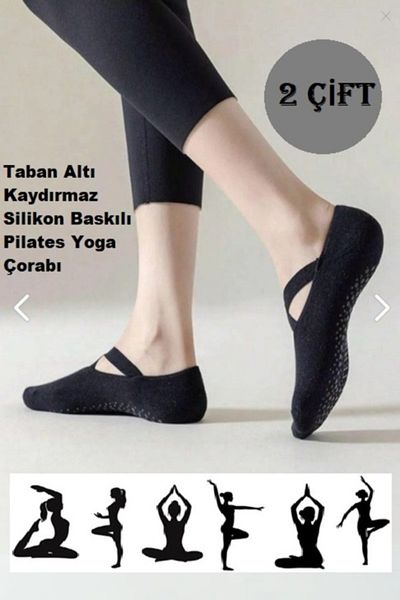 Boliva Çorap Socks Women's Anti-Slip Silicone Pilates and Yoga Socks 2 Pairs