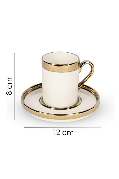 naturelove ALTIN Yaldızlı 6 Kişilik Porselen Fincan Seti 12 Parça Türk Kahvesi Takımı Kahve Fincanı 100 Ml