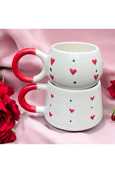 DDHANDMADE طقم من 2 أكواب قهوة تركية مصنوعة يدويًا من السيراميك، كوب قهوة ترك...