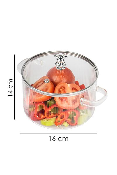 naturelove 1.5 Liter Borosilicate Heat Resistant Pinterest Style Glass Pot Saucepan Kitchen Cooking