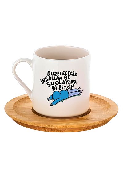 MİTUGO We'Ll Be Corrected Inshallah Be This Events Bi Bits Designed 2-Piece Coffee Cup Set, 80ml
