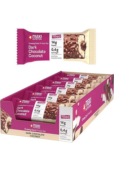 Maxi Nutrition Dark Chocolate & Coconut Creamy Core Protein Bar | Box Of 12Pcs | 45Gms