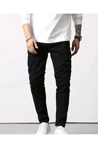 KING SEZAR Ανδρικό Μαύρο Slim Fit Lycra Stretchy Jeans Ανδρικό τζιν παντελόνι