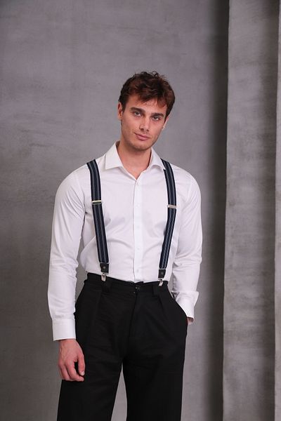 SuspenderS Navy Blue White Striped Men's Trouser Strap