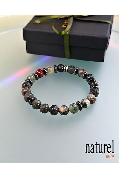 Naturel Tılsım سوار للجنسين من الحجر الطبيعي مقاس 8 ملم
