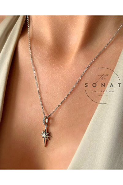 Sonat Collection قلادة من حجر الزركون المقاوم للصدأ باللون الذهبي والفضي على ...