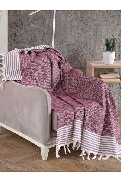 Lux Touch 150 x 180 cm Canapea Duvan - Bergama Plum, Fotoliu Unic, Husa pentru Fotoliu Bumbac
