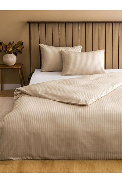 LC Waikiki Lcw Home Stripe Patterned Cotton Double Duvet Cover Set