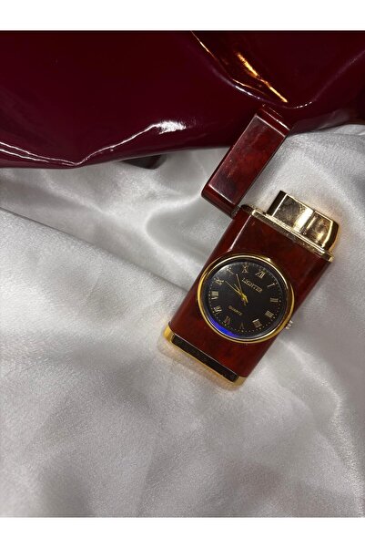 Hunter Koleksiyonluk Bordo Renk Saatli Çakmak