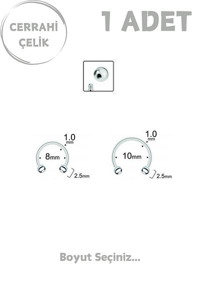 Blisse Piercing Unisex Surgical Steel 1mm Thickness Lobe Septum Speed Piercing