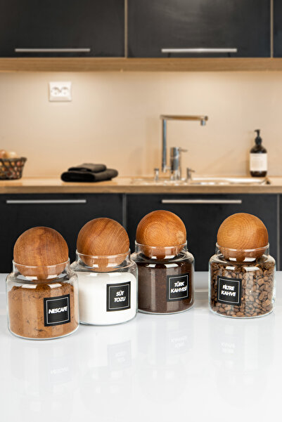 naturelove فلتر بغطاء كروي خشبي 4 قطع للقهوة التركية والنسكافيه وبرطمان الحلي...