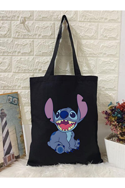 Cemira Stitch Siyah Kanvas Tote Bag Bez Çanta, Pinterest Çanta, Kitap Çantası