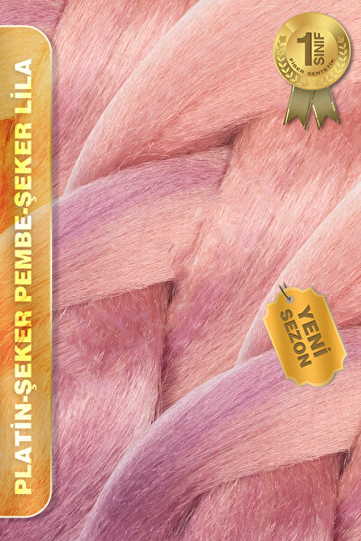 TAM TARZ Afrika Örgüsü Ve Rasta İçin Sentetik Saç - 3 Renkli / Platin-Şeker Pembe-Şeker Lila