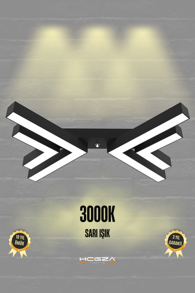 Hegza Lighting Osso ( Siyah Kasa, Sarı Işık ) Ledli Modern Plafonyer Led Aviz...