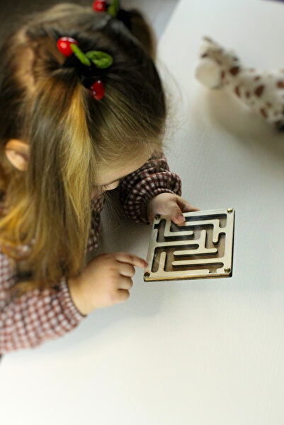 Store Ahşap Labirent Oyunu - Montessori Eğitici Doğal Ahşap Oyuncak - Zeka Ve Denge Oyunu - No: 4