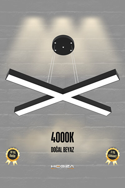 Hegza Lighting Papıllon ( Siyah Kasa, Doğal Beyaz Işık ) Modern Led Avize, Sa...