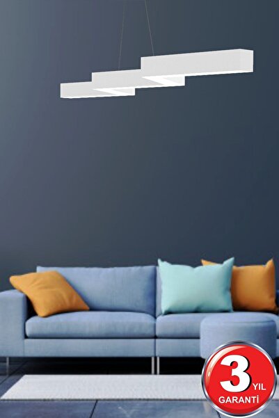 Hegza Lighting Zigzag ( Beyaz Kasa, Doğal Beyaz Işık ) Modern Led Avize, Salon, Mutfak, Oturma Yatak Odası, Sarkıt