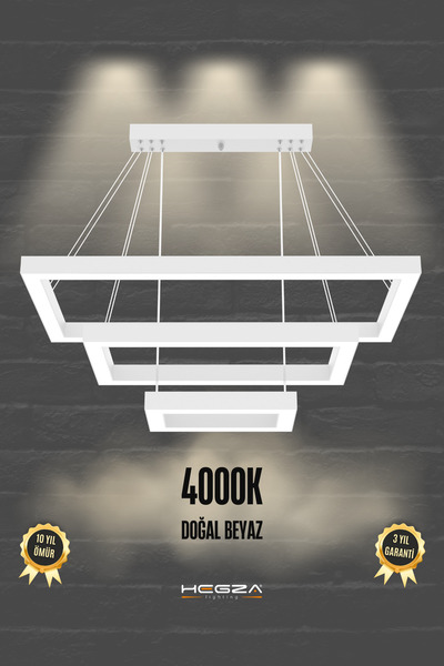 Hegza Lighting Hermano ( Beyaz Kasa, Doğal Beyaz Işık ) Modern Sarkıt Led Avi...