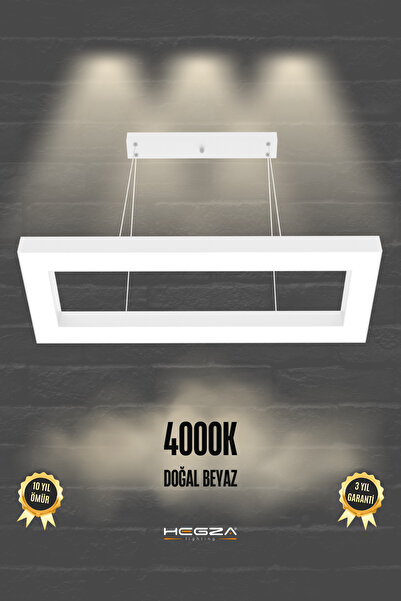 Hegza Lighting Mesıta ( Beyaz Kasa, Doğal Beyaz ) Ledli Modern Led Avize, Sal...