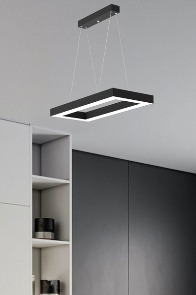Hegza Lighting Mesıta ( Siyah Kasa, Beyaz Işık ) Ledli Modern Led Avize, Salon, Mutfak, Oturma Yatak Odası, Sarkıt