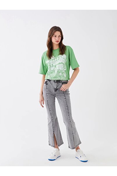 LC Waikiki Γυναικείο τζιν παντελόνι LCW ΜΑΥΡΟ ψηλόμεσο Mars Flare