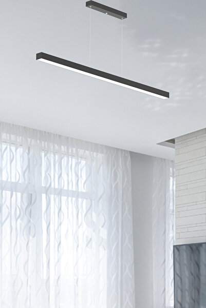 Hegza Lighting Lineer 120cm ( Siyah Kasa, Sarı Işık ) Ledli Sarkıt Modern Led Avize, Salon, Mutfak, Masa Üstü Avize