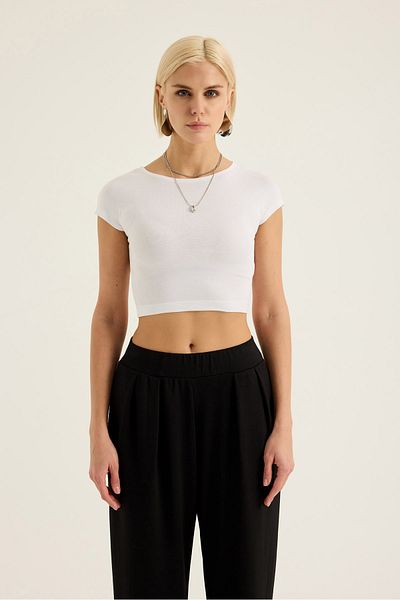 SEVİLEN Short Sleeve Basic Crop