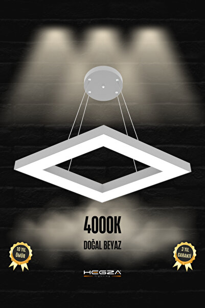 Hegza Lighting Fetta ( Gri Kasa, Doğal Beyaz Işık ) Modern Led Avize, Salon, ...