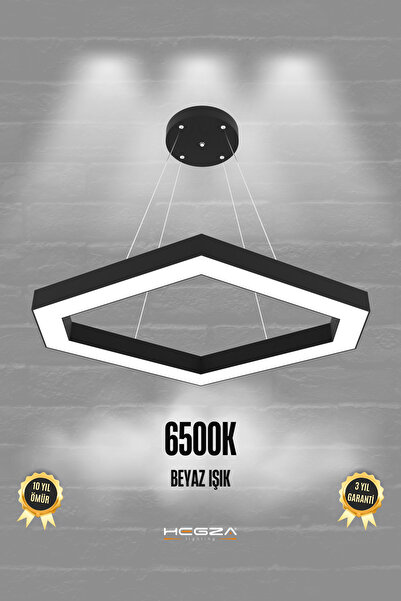 Hegza Lighting Cometa ( Siyah Kasa, Beyaz Işık ) Ledli Modern Led Avize, Salo...